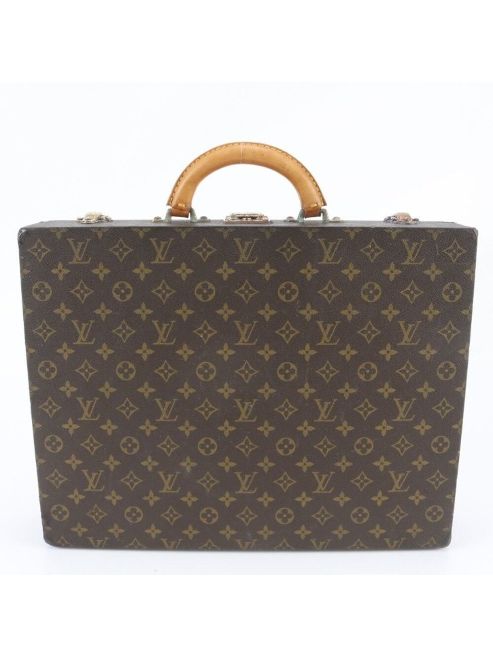 Louis Vuitton Monogram Crusher Leather Attache Case Hard Document Bag